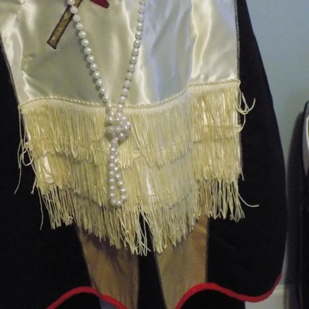 Flapper Dress Cocktail Apron w/ Pearls & Cigarette Gloved Hand Costume Vtg 60's